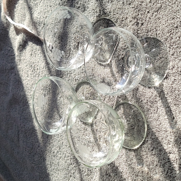 Dining Vintage Set Of Etched Glass Dessert Cups Poshmark